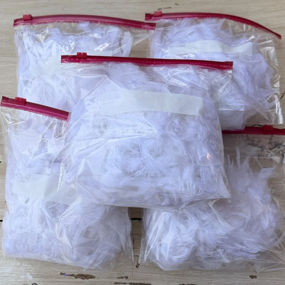 Set of 5 White Feather Fluffy Garland Boa 4’ with end ties/hooks